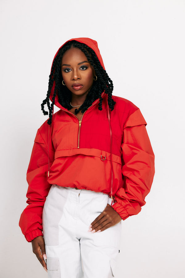 HALF-ZIP CROPPED JACKET